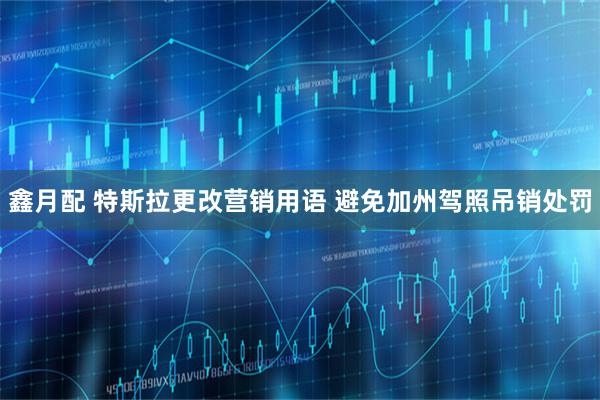 鑫月配 特斯拉更改营销用语 避免加州驾照吊销处罚